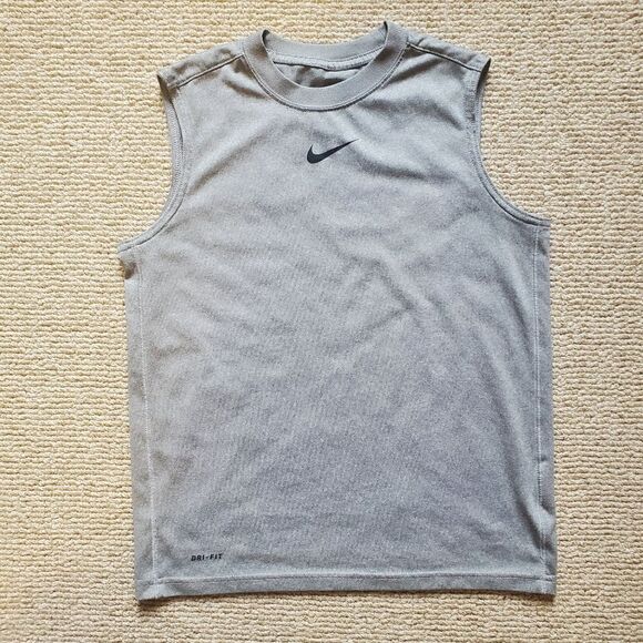 Nike Dri-Fit Gray Youth Sleeveless Tank Top - Picture 1 of 5